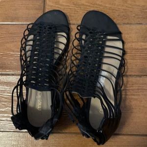 Black zip up sandals
